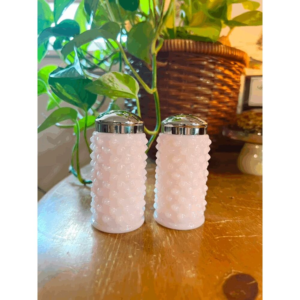 Crown Tuscan GiGi Hobnail Mosser Glass Salt and Pepper Shakers Made in USA
